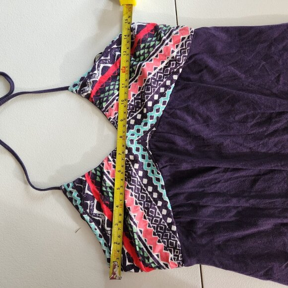 Womens Halter-Style Summer Dress With Geometric Patterned Top & Solid Navy Skirt - Picture 5 of 11